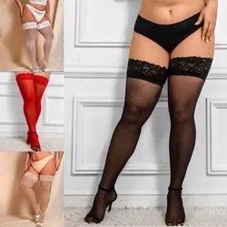 Oversized Women Thigh High Long Socks Plus Size Stockings with Anti-slip Sexy Fishnet Large Size Body Stocking for Women