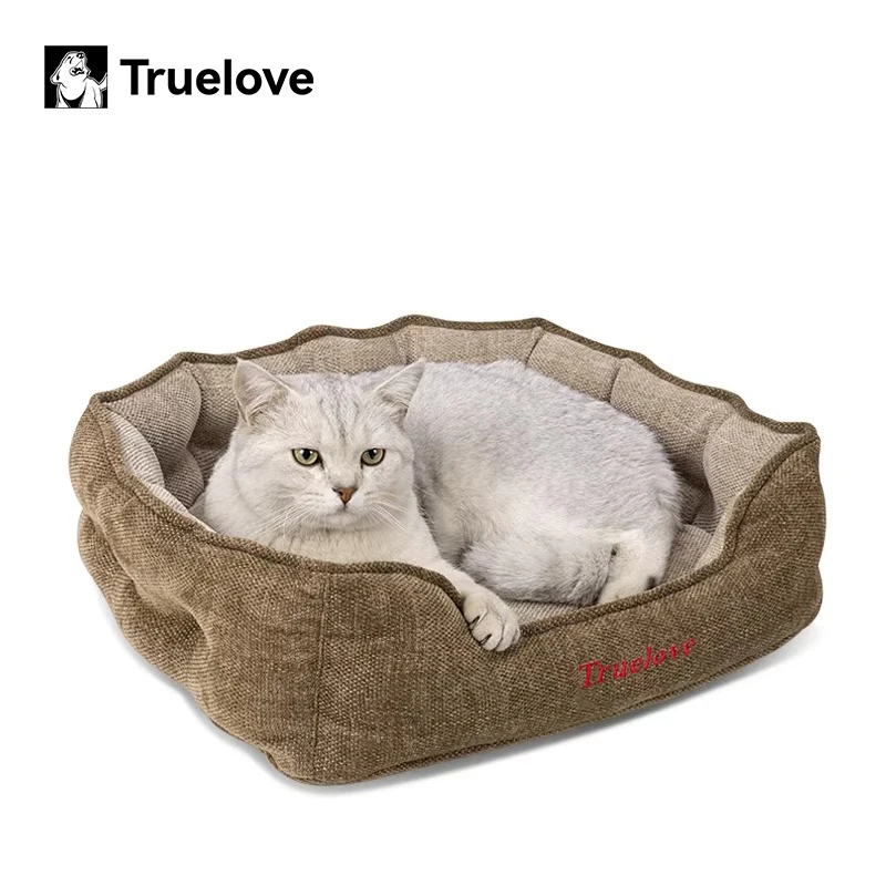 Truelove Waschbares Plüsch-Hundebett Runde Haustier-Schlafmatte Weiches Katzenkissen Beruhigendes Bett TLR1901