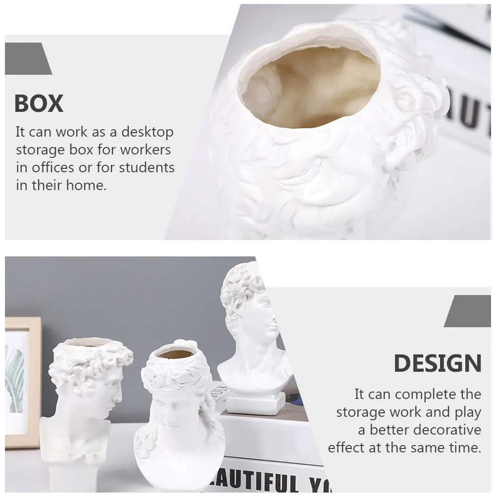 

Resin Pen Holder Desk Accessories White Color Creative Design Storage Capacity Smooth Edges Fine Workmanship Greek Style David