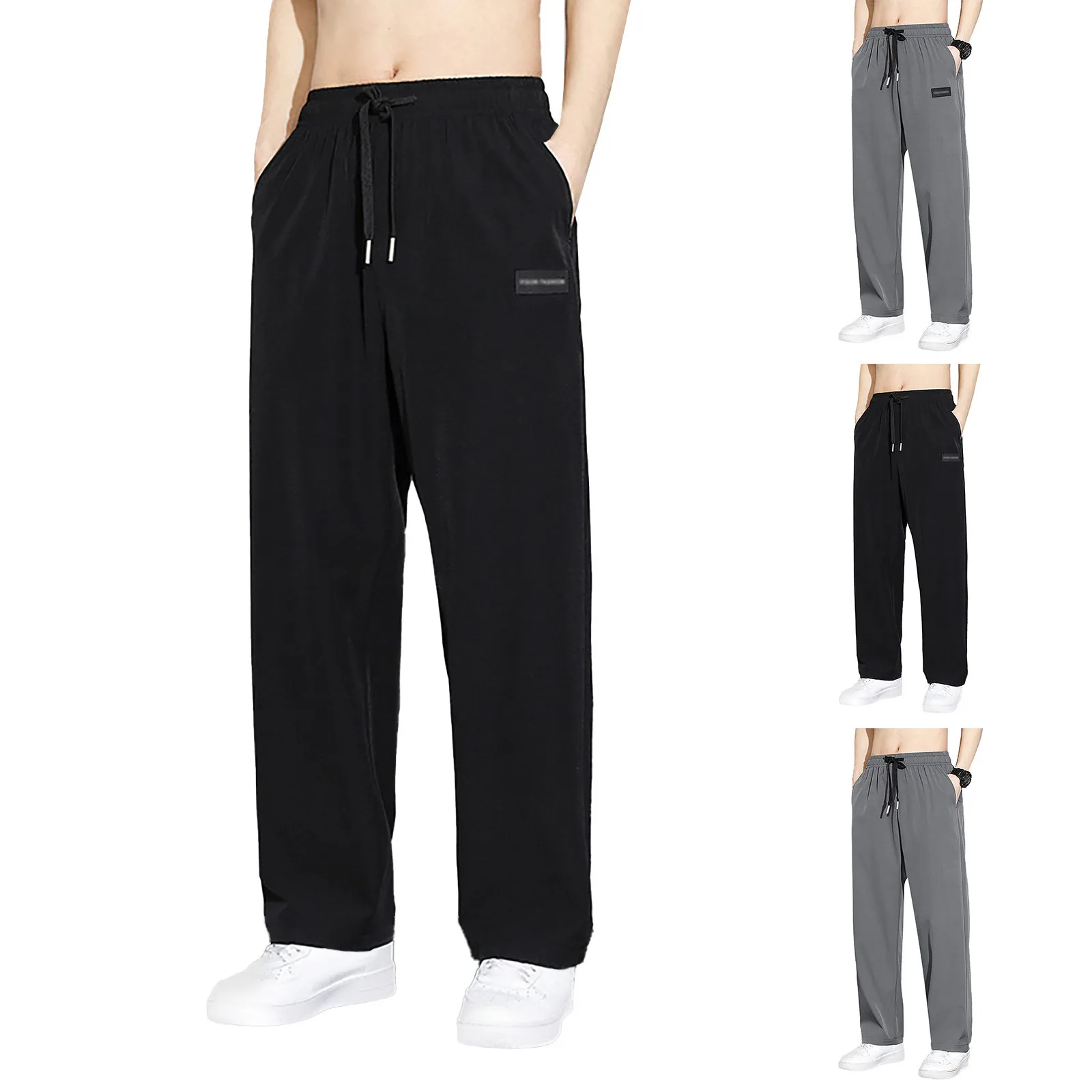 InjSports-Pantalon d'été pour jeunes, coupe droite, longue, avec pendentif, couleur unie, pour documents, tendance 2024