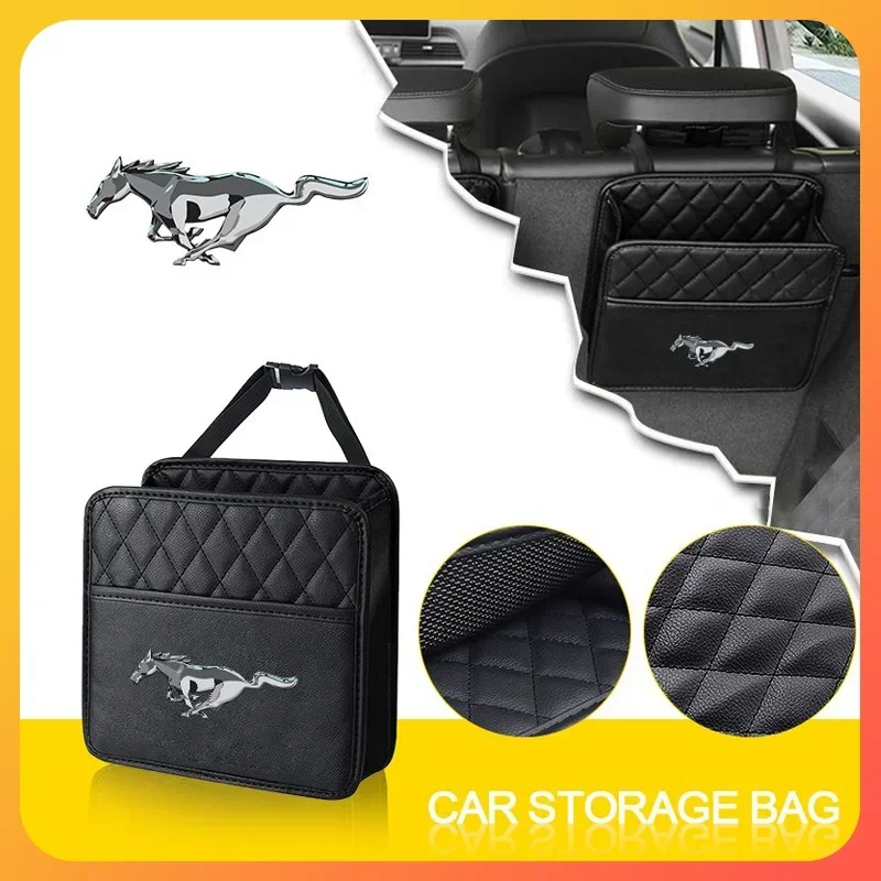 

Car Backseat Organizer Multifunction Leather Interior Hanging Storage Bag For Ford Mustang Universal Shelby GT Car Accessories
