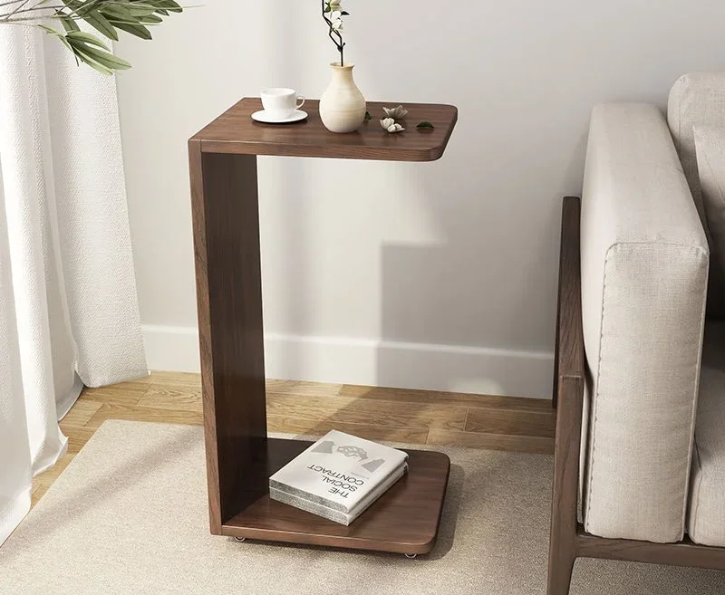 

Solid wood movable storage rack Small bedroom bedside table, sofa storage rack Side table mini storage rack