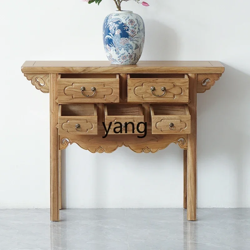 

LMM Chinese style old elm porch table solid wood classical foyer locker Ming style antique storage cabinet