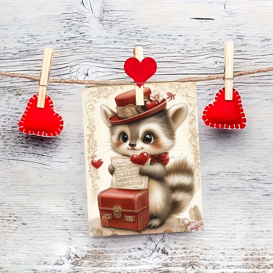 52-teiliges Karten-Aufkleber- und Umschlag-Set zum Valentinstag mit Hase, Katze, Hund, Tierliebe, für Feiertagsflaggen-DIY, Junk-Tagebuch, Grußkarte – Detail 4