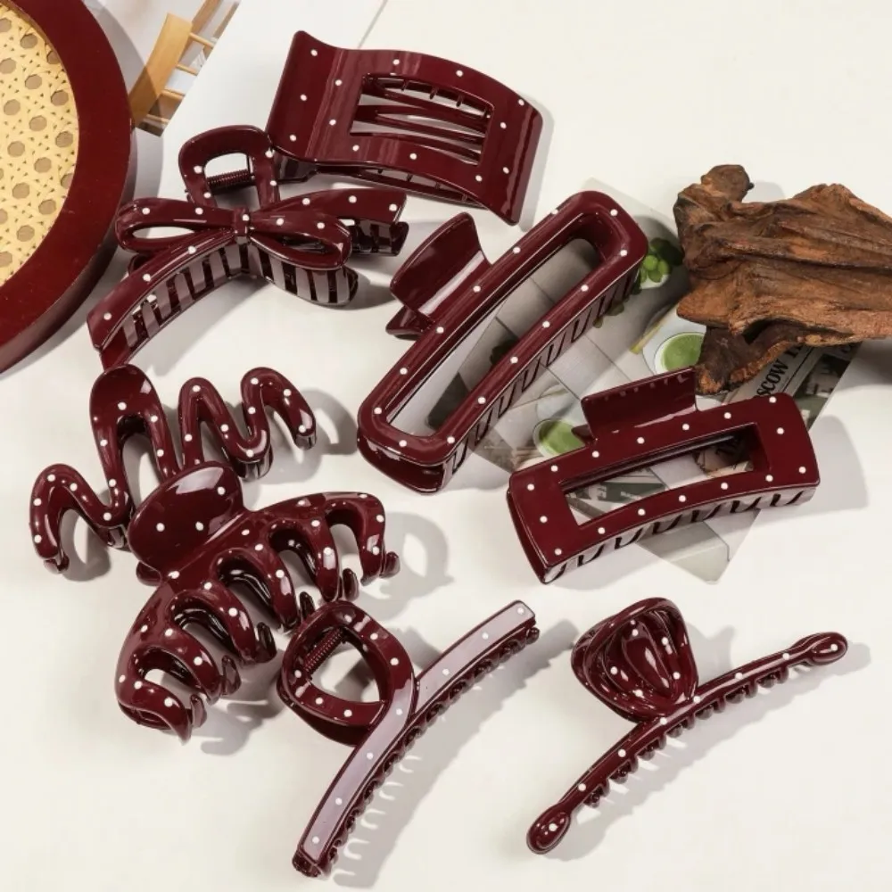 الخريف الشتاء الأحمر البولكا نقطة القوس القرش كليب الفرنسية مشبك شعر مقاطع أناقة إكسسوارات الشعر للنساء الفتيات هدية عيد