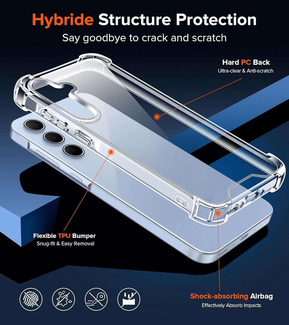 Shockproof Hybrid Hard Case For Samsung Galaxy S25 S24 S23 S22 S21 FE Ultra Plus A16 A55 A15 A35 A54 A34 A14 A53 A33 Soft Cover