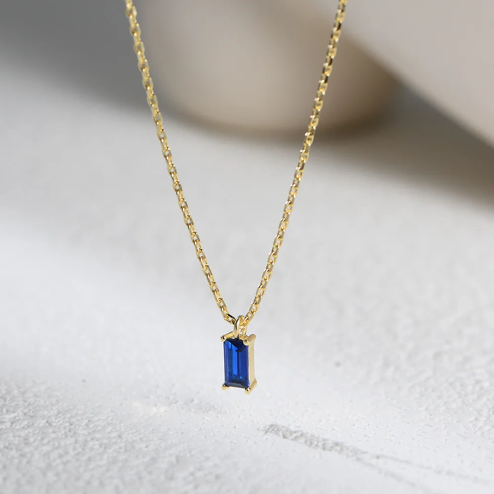 Withered Jewelry Necklace Necklaces For Women S925 Pure Silver Square Zircon Necklace Simple Pendant Collarbone Chain For Women