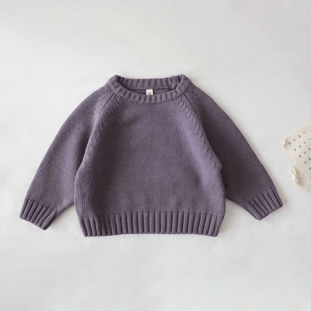 Baby Sweaters Autumn Winter Kids Boys Girls Long Sleeve Pure Color Knit Sweater Baby Kids Boys Girls Pullover Sweaters Clothes