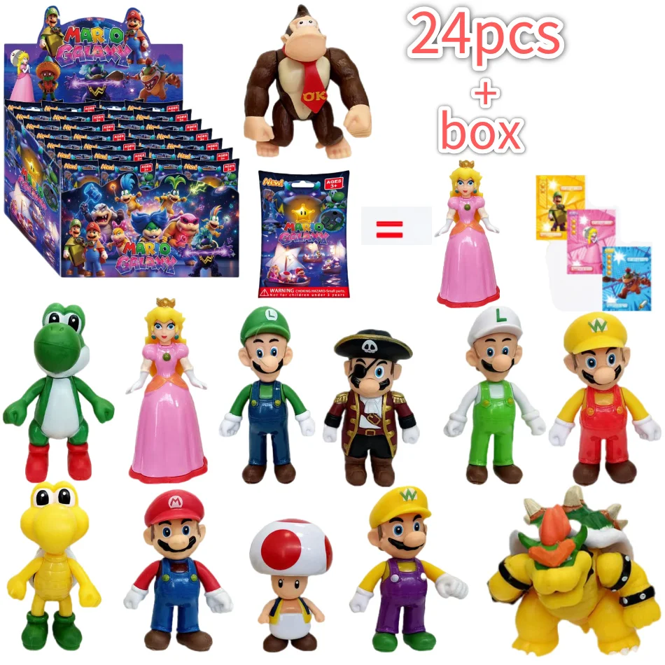 

2-24pcs blind bag Anime Super Mario Figures Blind Box Action Figurine Dolls PVC Kits Collection Model Toys Kids Birthday Gifts