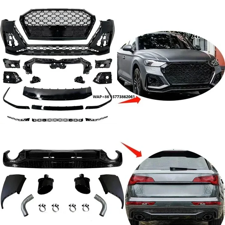 

Full Bodykit for for Q5 Upgrade to RSQ8 2021-2023 Front Bumper Grille Diffuser Exhaust Pipe Facelift Body Kit