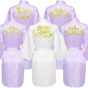 Mis15 Años Robe 15 ปีสาววันเกิด Party Robes Quinceanera Robe Mis XV เสื้อคลุมอาบน้ํา Silkly Nightgown