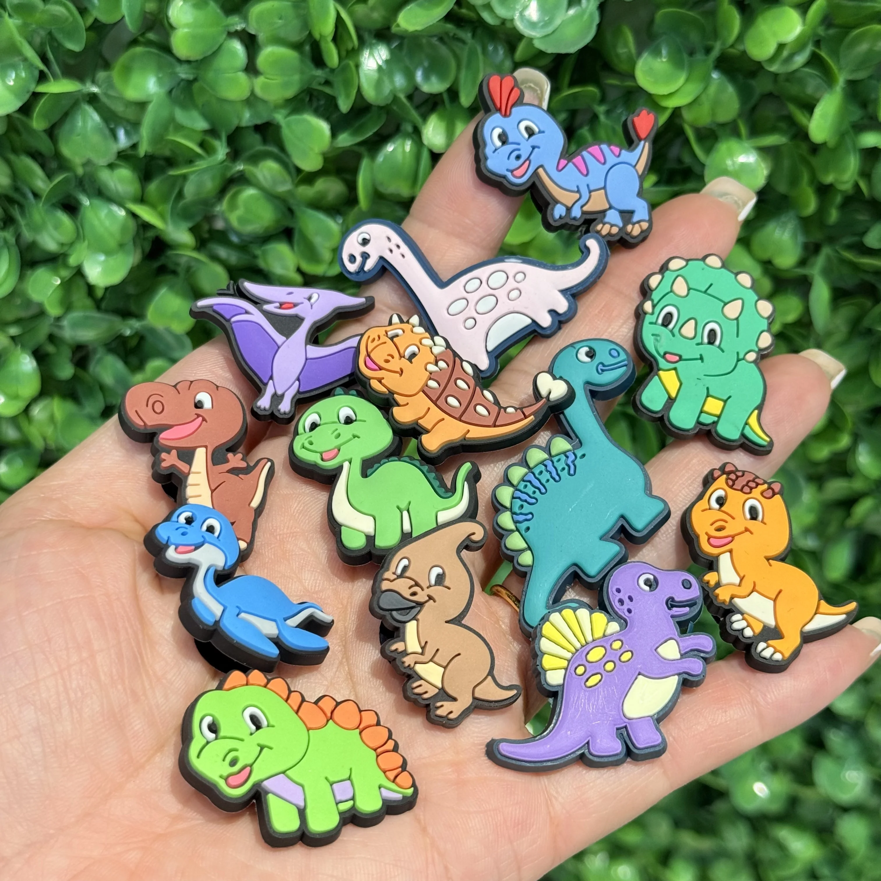 13-100pcs Cartoon Animals Dinosaurs Shoe Buckle Sandals DIY Accessories PVC Shoes Charms Clogs Pins Decor Kids Man Party Gift