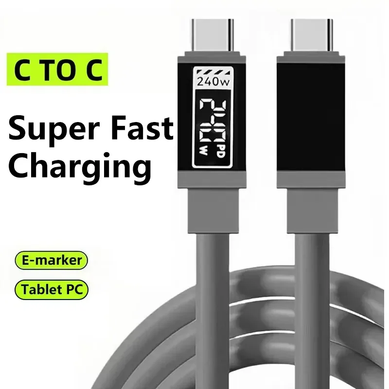 240W Cable USB Type C PD Super Fast Charging Phone Charger Data Cord For iPhone Samsung Xiaomi USB C to C Quick Charge Wire