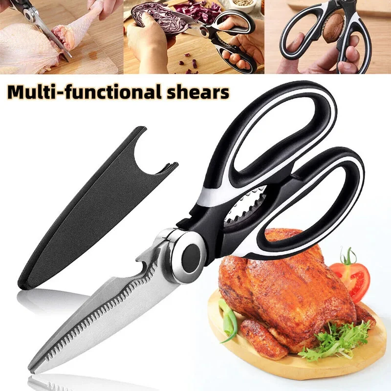 1PC Kitchen Food Scissors Multifunction Meat Poultry Stainless Steel Utility Chicken Bone Fish Household Hand Gadgets