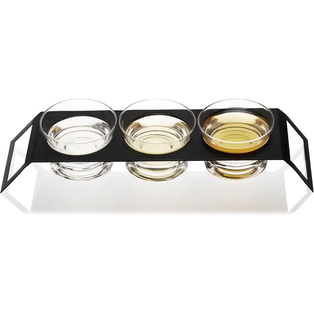 

3 бессвинцовых хрустальных бокала для дегустации текилы с подставкой из нержавеющей стали, по 6 унций каждый – можно мыть в посудомоечной машине – набор из 4 штук