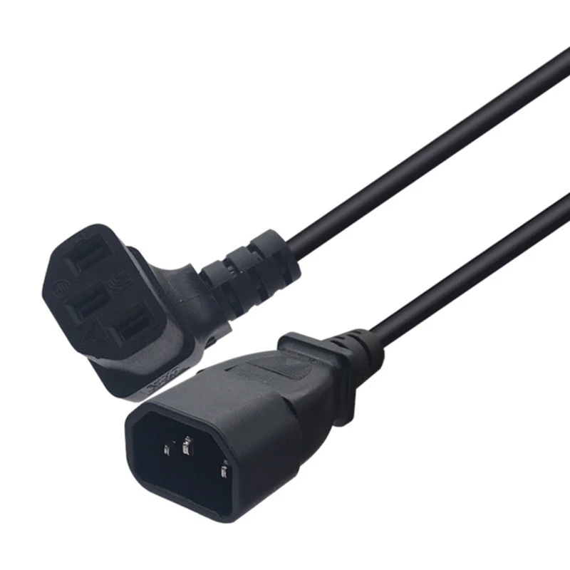 3-pin IEC320 C14 Male Plug to C13 Female Power Cord 90 Degree Lower Adapter Power Wire Converters Cable Line Black