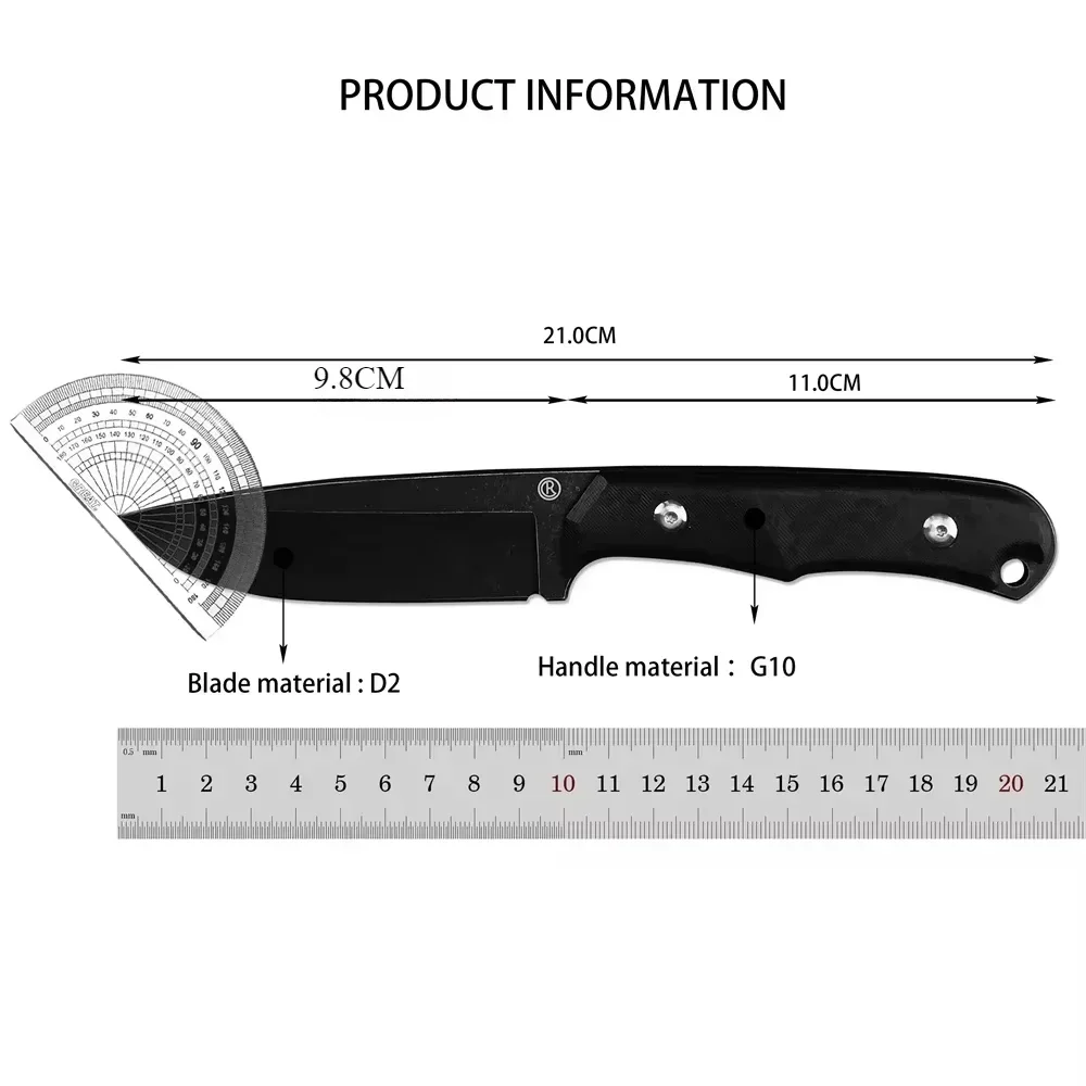 New High Hardness Fixed Blade D2 Blade G10 / Flax Handle EDC Outdoor Camping Hunting Survival Cutting Emergency Rescue Tools