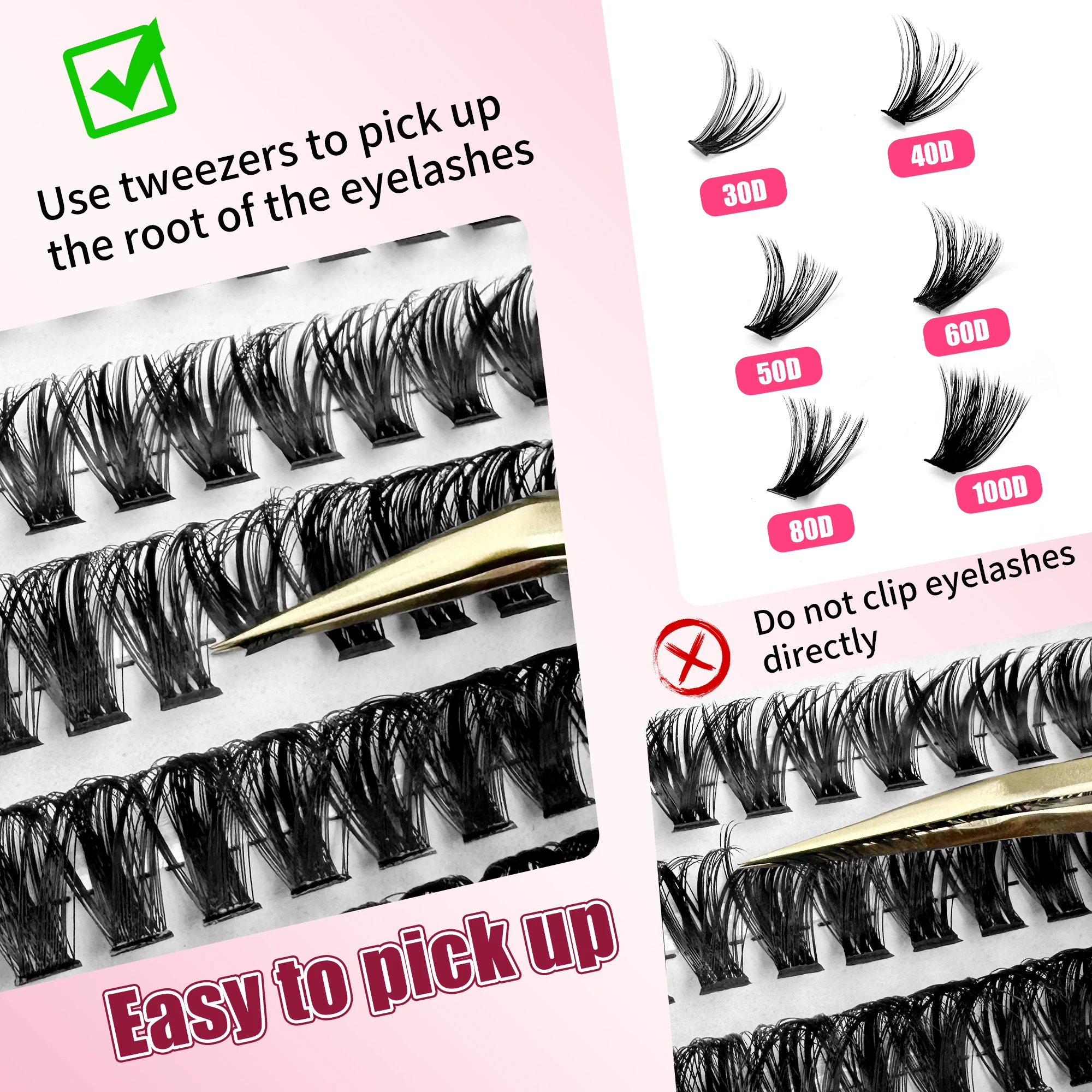 Lakanaku 8-16mm cluster cílios diy olho natural cílios individuais 80d 100d tecnologia fibras cílios macios clusters