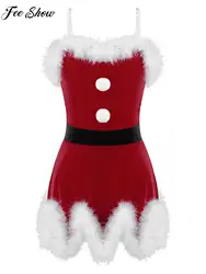 Kid Girl Christmas Party Dress For Kids Santa Claus Cosplay Princess Xmas Costume Children New Year Straps Sleeveless Tutu Dress