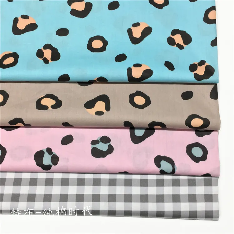 Printed Leopard Plaid Cotton Twill Fabric Kids Cotton Cloth For DIY Sewing Quilting Fat Quarters Material For Baby&Child