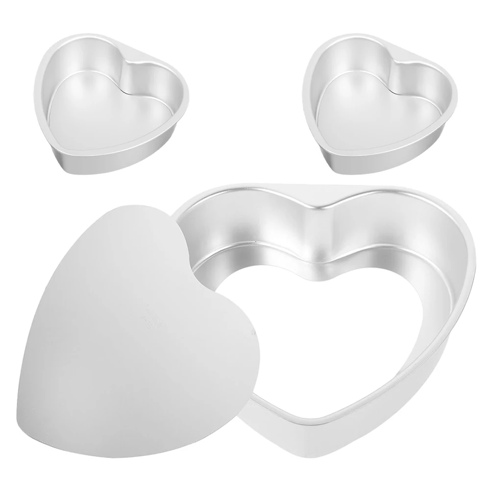 

3pcs Heart Shaped Removable Bottom Cake Mold Aluminum Baking Pan Wedding Dessert Plate Diy Cakes Muffins Puddings Valentine