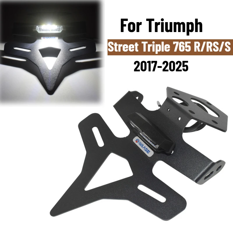 

For Triumph Street Triple 765 R/RS/S 2017-2025 Motorcycle License Plate Holder Frame 765R Rear Registration Bracket Tail Tidy