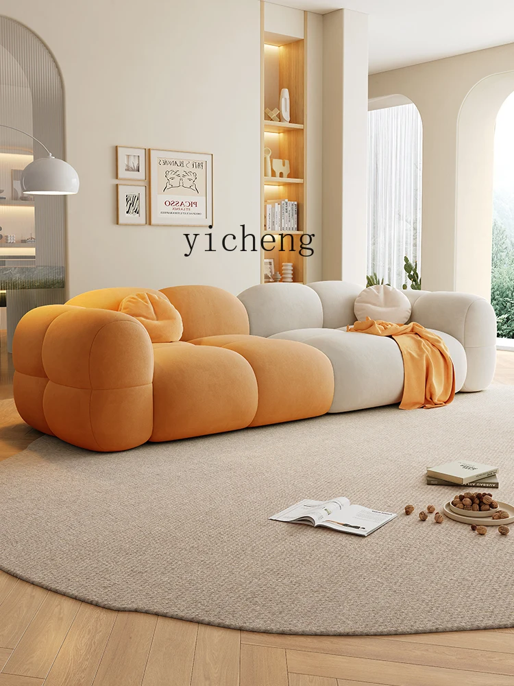 ZF Cream Style Cat Fleece Fabric Living Room Jelly Sofa Modern Simple and Light Luxury