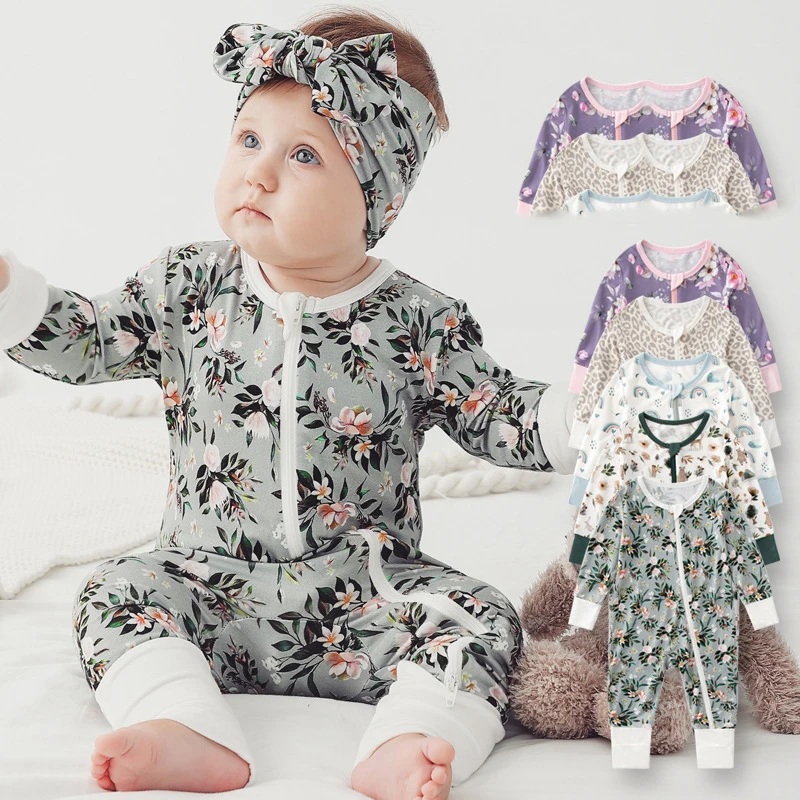 

Spring Autumn Toddler Girls Jumpsuits Cartoon Printed Kids Baby Girls Rompers Overalls Round Neck Newborn Girls Bodysuits Onesie