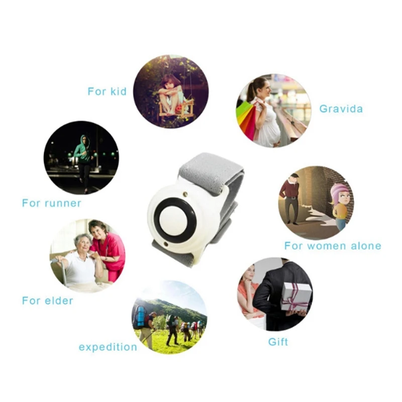 إنذار شخصي مع ضوء LED ، يمكن ارتداؤه على الذراع ، أجهزة إنذار السلامة الشخصية للنساء ، العدائين ، الأطفال ، كبار السن ، إلخ