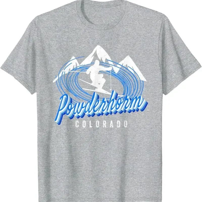 Powderhorn Colorado Ski Powder Blue Co Skier Gear T Shirt
