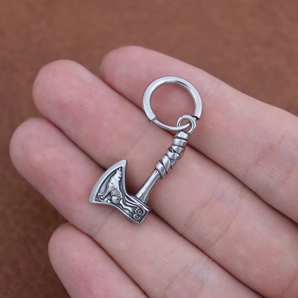 Retro Nordic Vikings Axe Earrings Man Punk Hiphop Style Stainless Steel Male Earring Fashion Women Ear Scandinavian Jewelry Gift