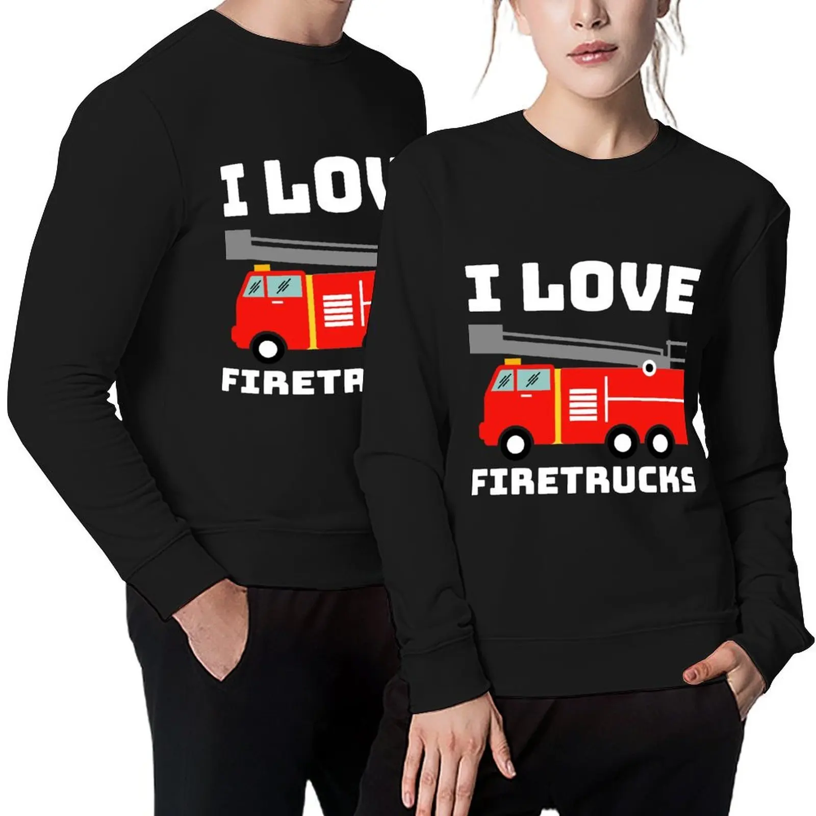 

I Love Fire Trucks Pullover men's clothes tracksuit clothes for men japanese style oversize sweatshirts