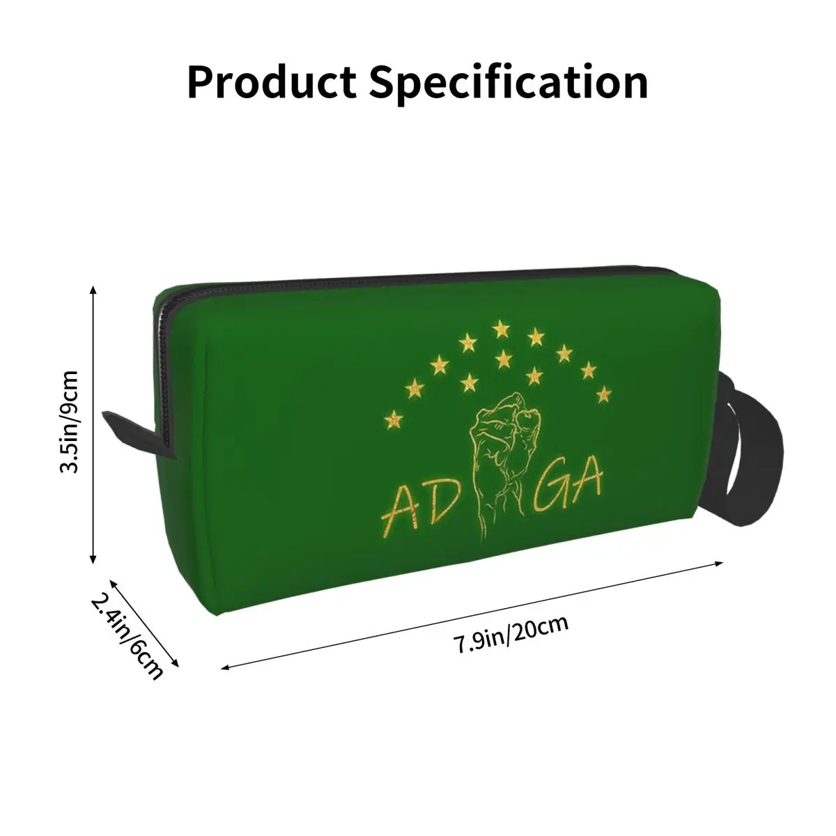 Adiga Fight For Ever Adygea Flag Makeup Bag Cosmetic Organizer Toiletry Cosmetic Bag for Women Beauty Travel Pencil Case
