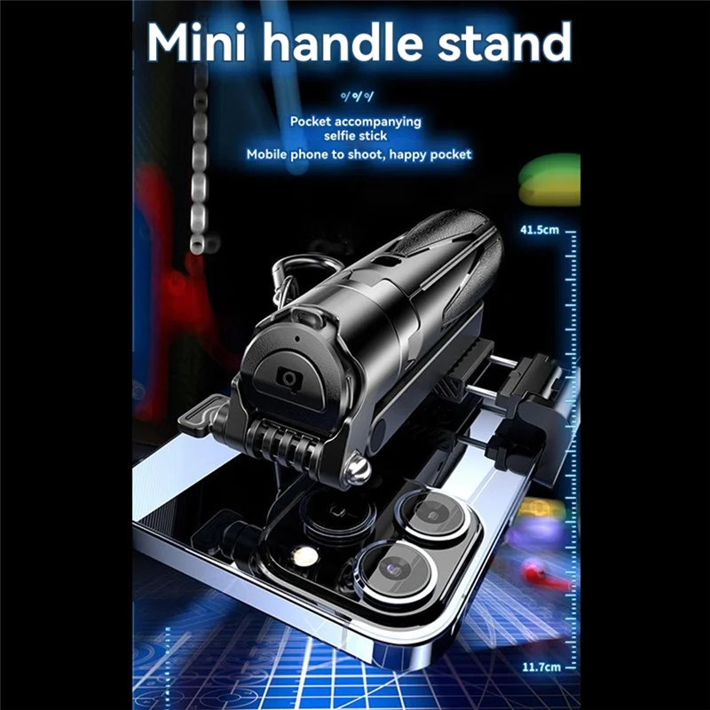 AA60-P15 Mini Selfie Stick ขาตั้งกล้อง, ขาตั้งกล้องโทรศัพท์แบบยืดได้พร้อมรีโมทที่ถอดออกได้สําหรับการถ่ายภาพ Vlog