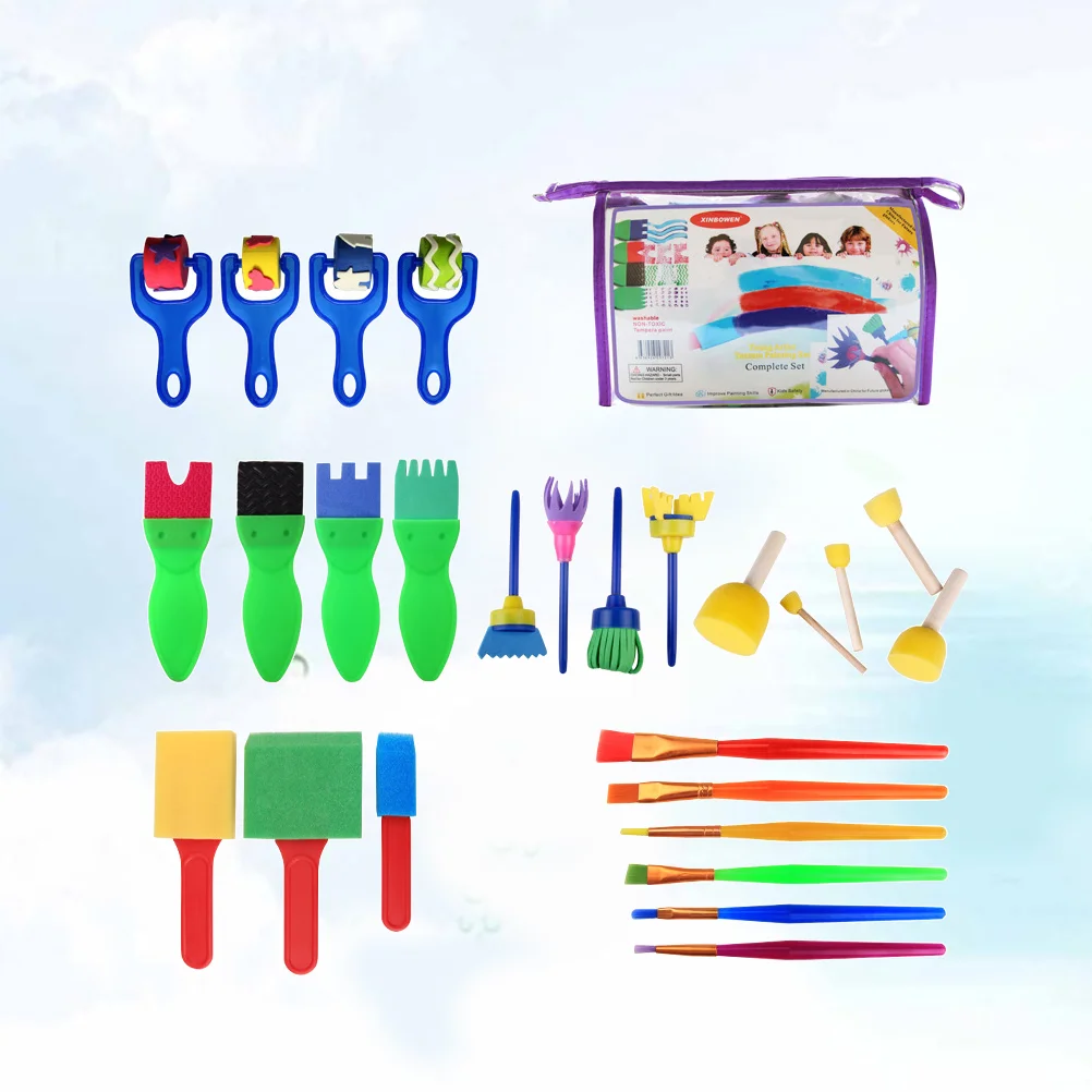 26PCS Children's Seal Sponge Brush Set Kids Brush EVA Sponge Seal Painting Tools children seal sponge brush set