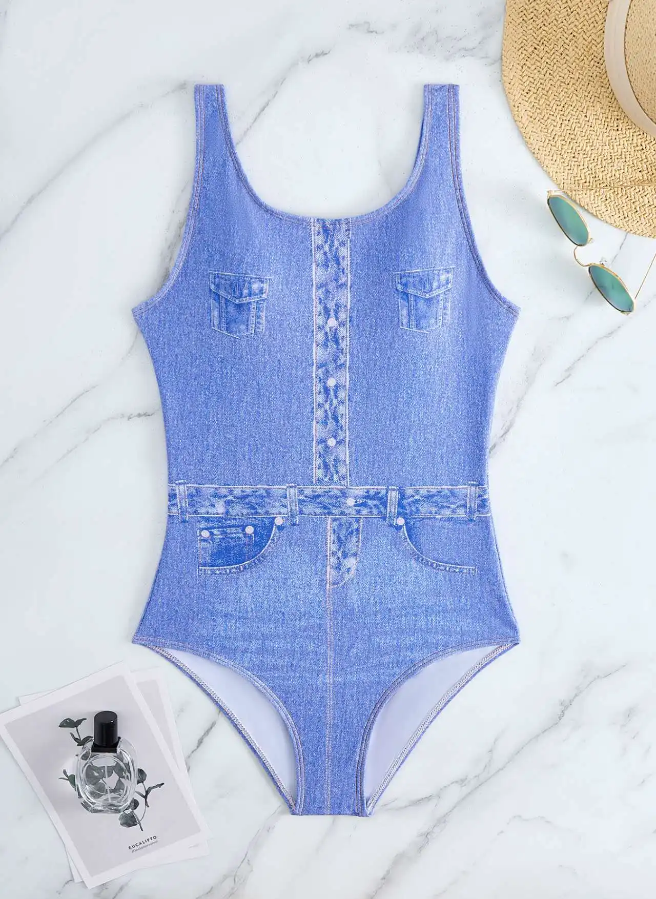 Sexy Denim blau einteilige Badeanzug Bandage Bade bekleidung Frauen rücken freie Monokini Badeanzüge High Cut Strand tragen Badeanzug