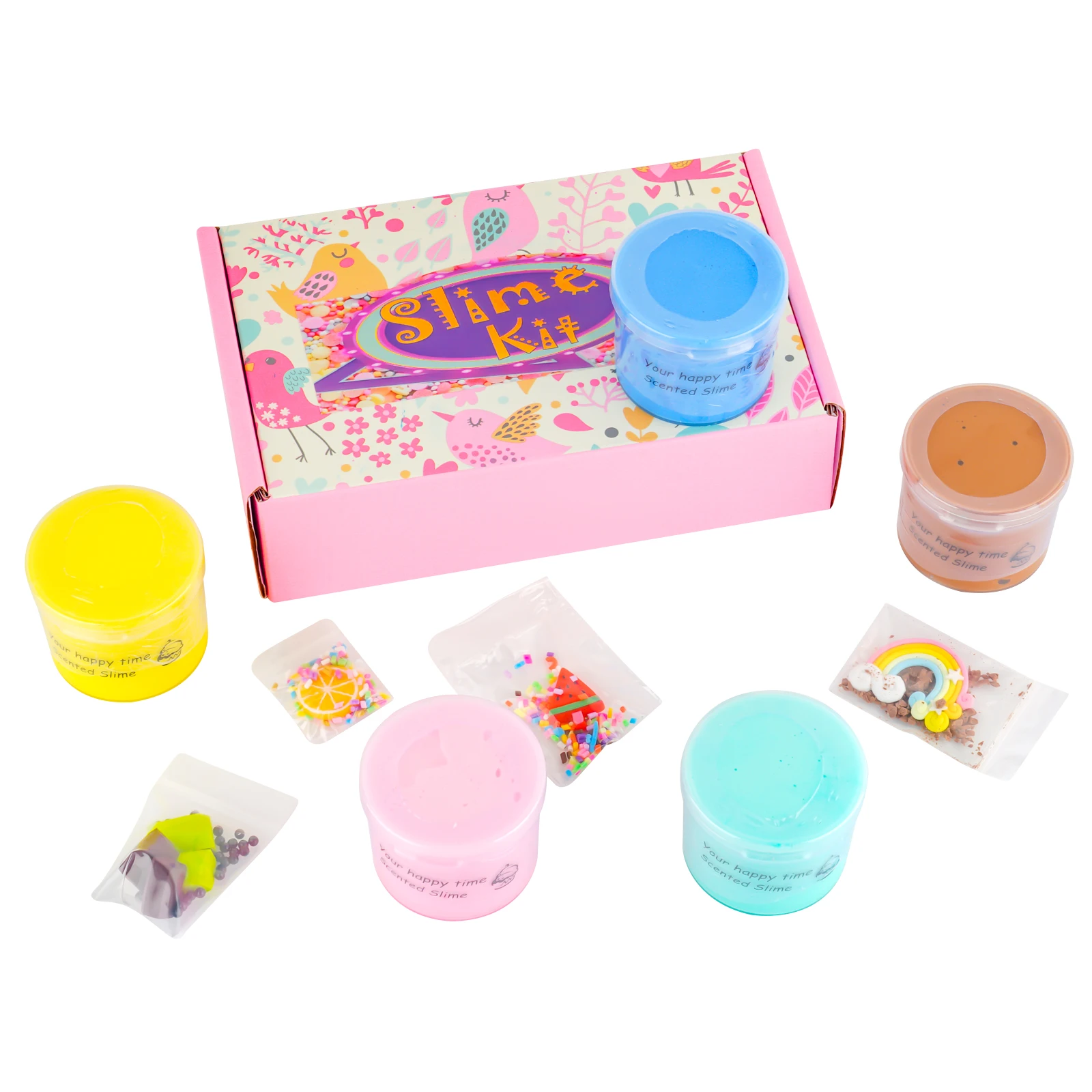 Kit de lodo de manteiga para crianças Presentes de aniversário Favor de festa para meninas e meninos Brinquedo de lodo super macio Cesta de ovos de Páscoa Pacote de 5