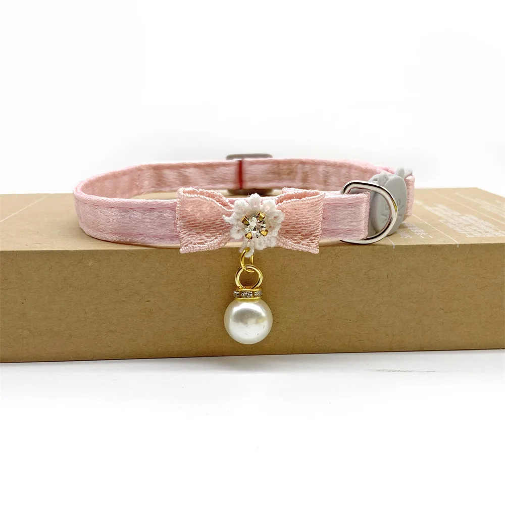 1Pcs Cute Colorful Lace Flower Cat Collar With Bell Soft Adjustable Pet Necklace For Kitten Small Puppy Daily Decor Accessories