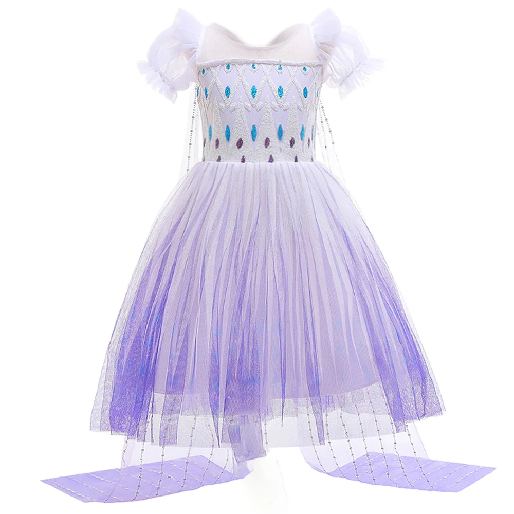 Elsa Anna Snow Queen Dress  With Cape Tulle Snowflake Kids Cosplay Costumes For Girl Carnival Party Prom Gown  Princess Clothing