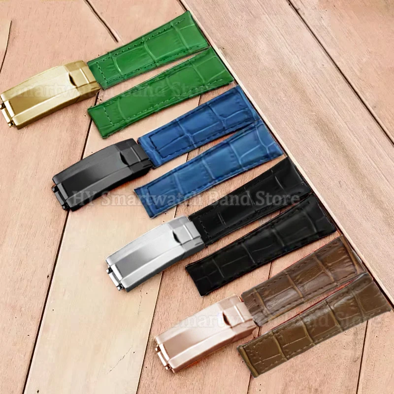 20mm Genuine Leather Strap for GMT for Submariner Series WristBand 9x16mm Replacement Bracelet Men Women Sport Watch Accessories