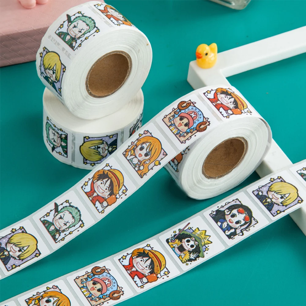 500PCS/Rolle Anime One Piece Moving Diffuse Aufkleber Manuelle Dekorative Materialien Umschlag Belohnung Abdichtung Aufkleber Papier Kawaii Geschenk