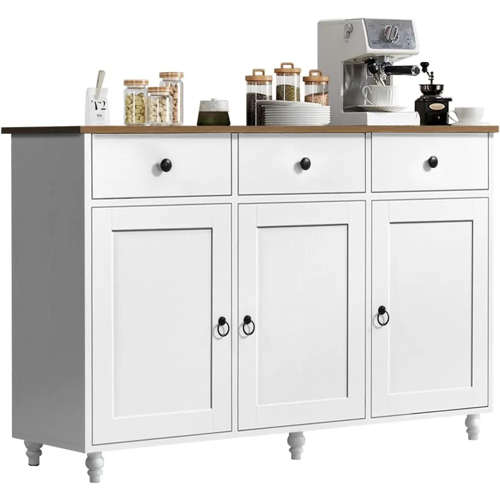 

Buffet Sideboard Cabinet with Storage,47" Modern Coffee Bar with 3 Drawers and 3 Doors, Storage Cabinet with Shelves for Kitchen