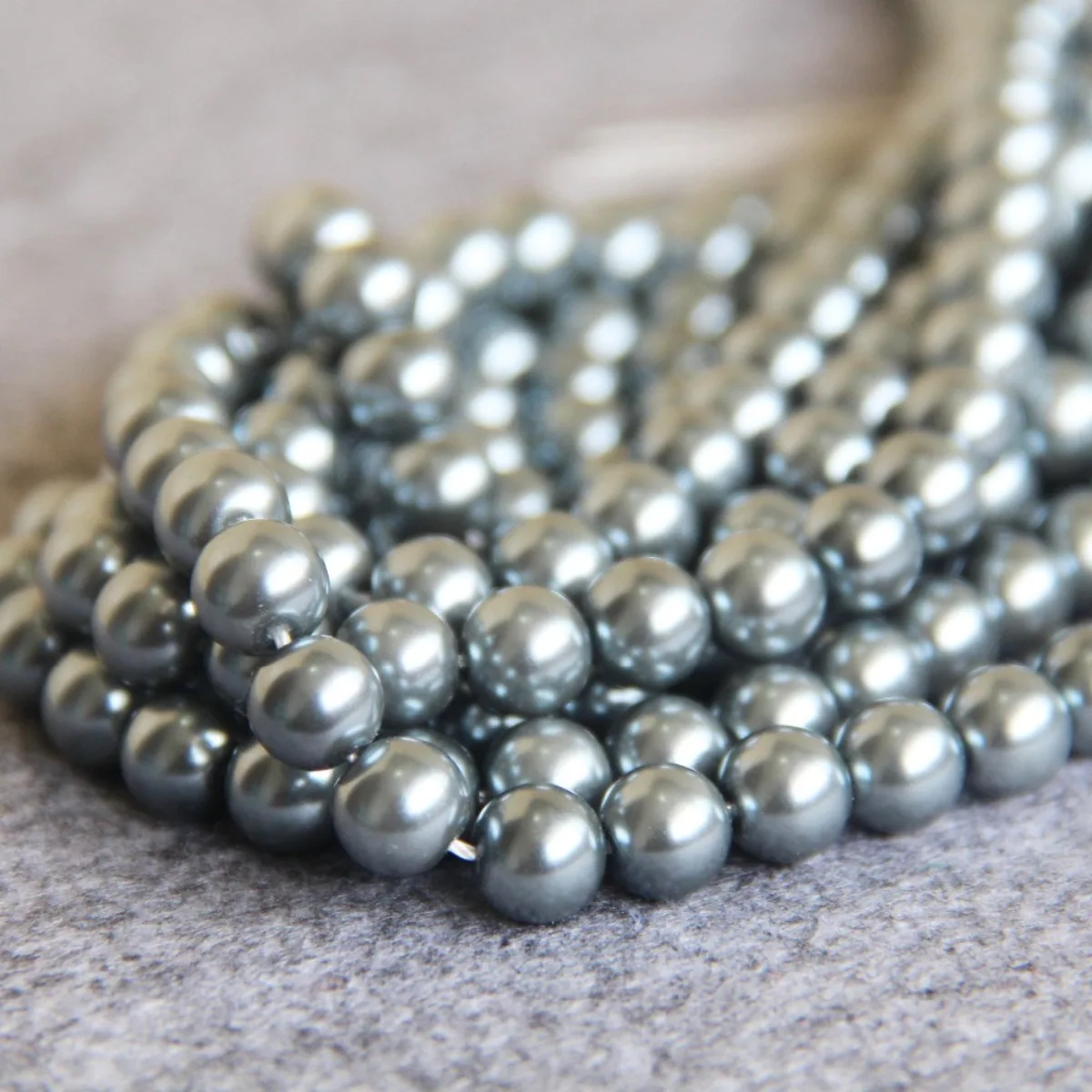 New 8mm Round Silvercolor Shell Pearl Loose Beads Sea Shell DIY Accessories Women Girl Jewelry Making Design Girls Gifts 16inch