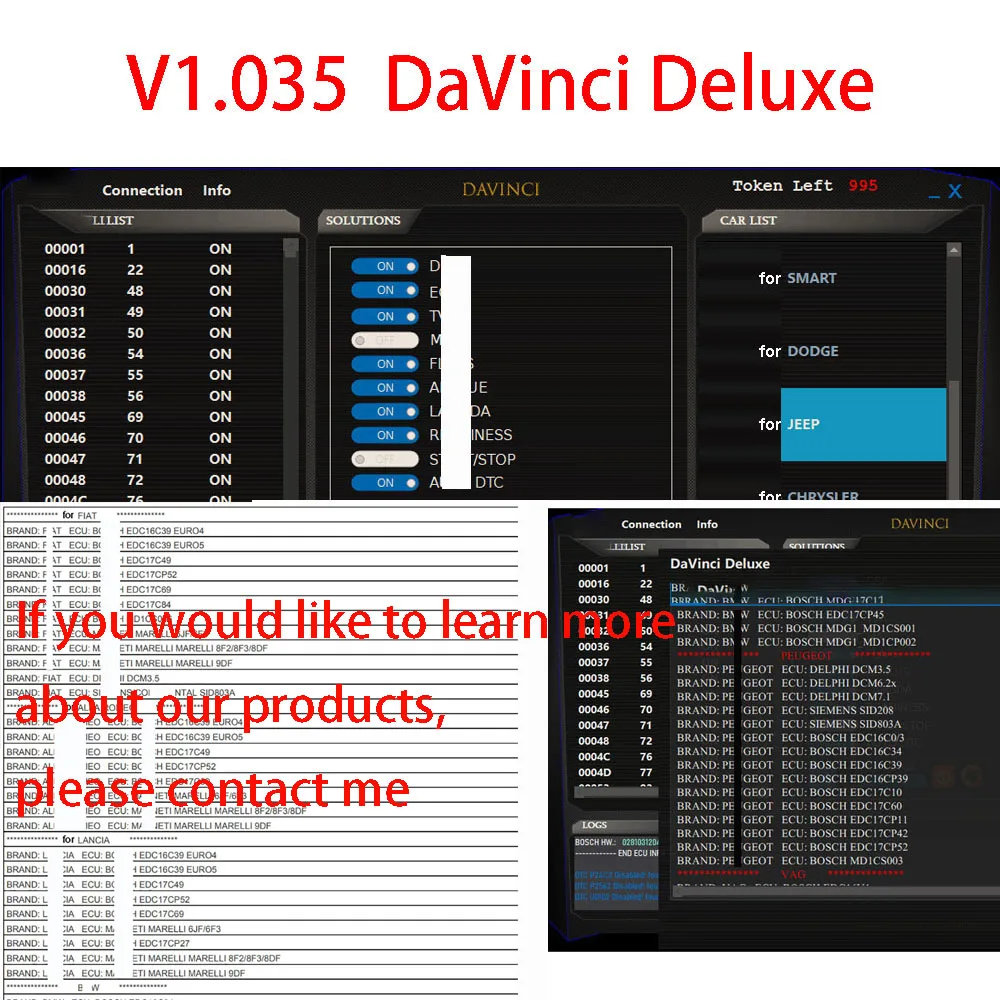 1.035 نسخة تشخيص DaVinci Deluxe Edition مع رمز المتاعب التشخيصي لصناعة السيارات لمدة عام واحد #1