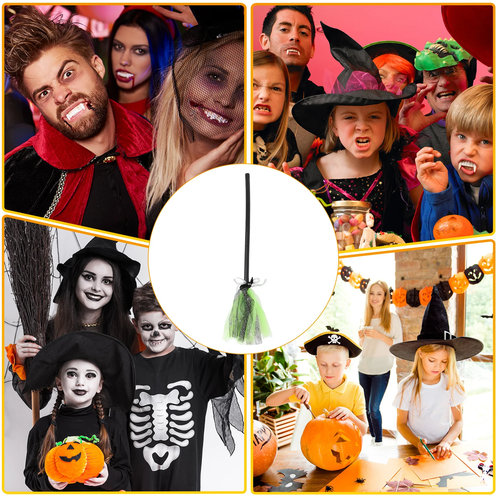 

Witch Broom For Halloween Cosplay Party Premium Broomstick Costume Accessory Kids Wizard Prop Decor Stick