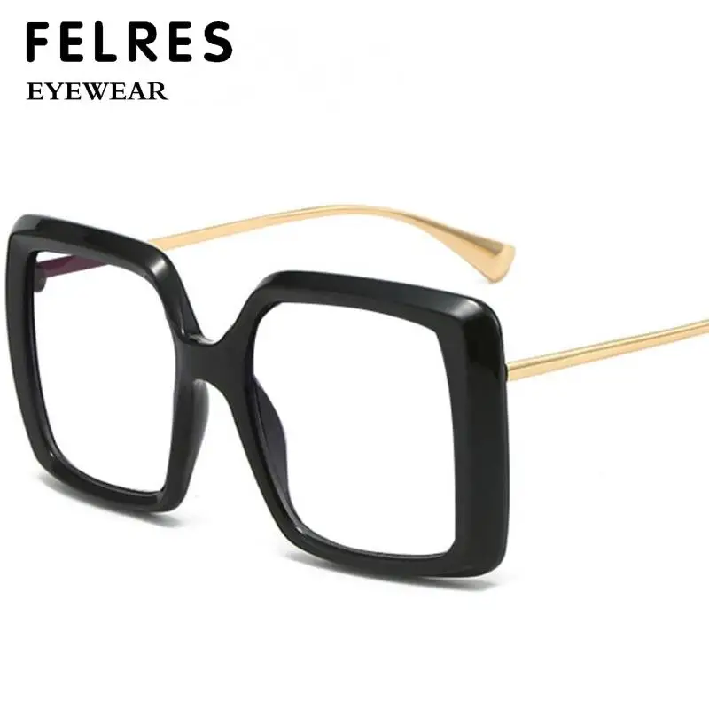 Tea Green Oversized Square Reading Glasses Women Men Anti Blue Light Glasses Fashion Gradient Double Color Prescription Eyewear