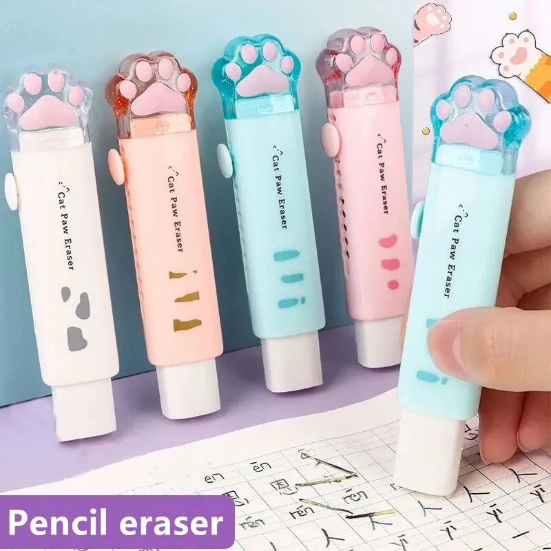 kawaii cat paw borracha borracha portatil push pull design bonito estudante ferramenta de correcao material de escritorio escolar papelaria presente para criancas 01