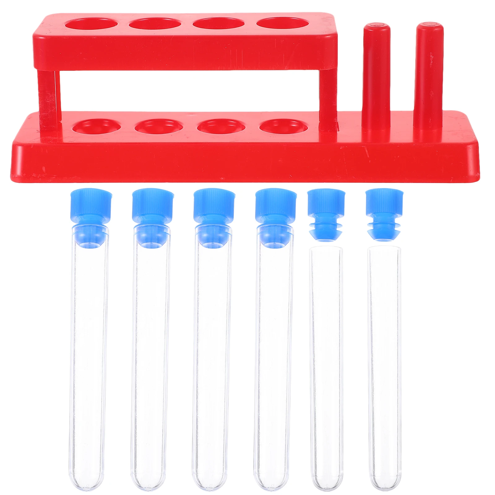 1 Set Kids Test Tube Set Plastic Test Tubes Droppers Test Tube Rack Kids Science toy 4 Test Tubes 1 Rack Cap Is Random Color