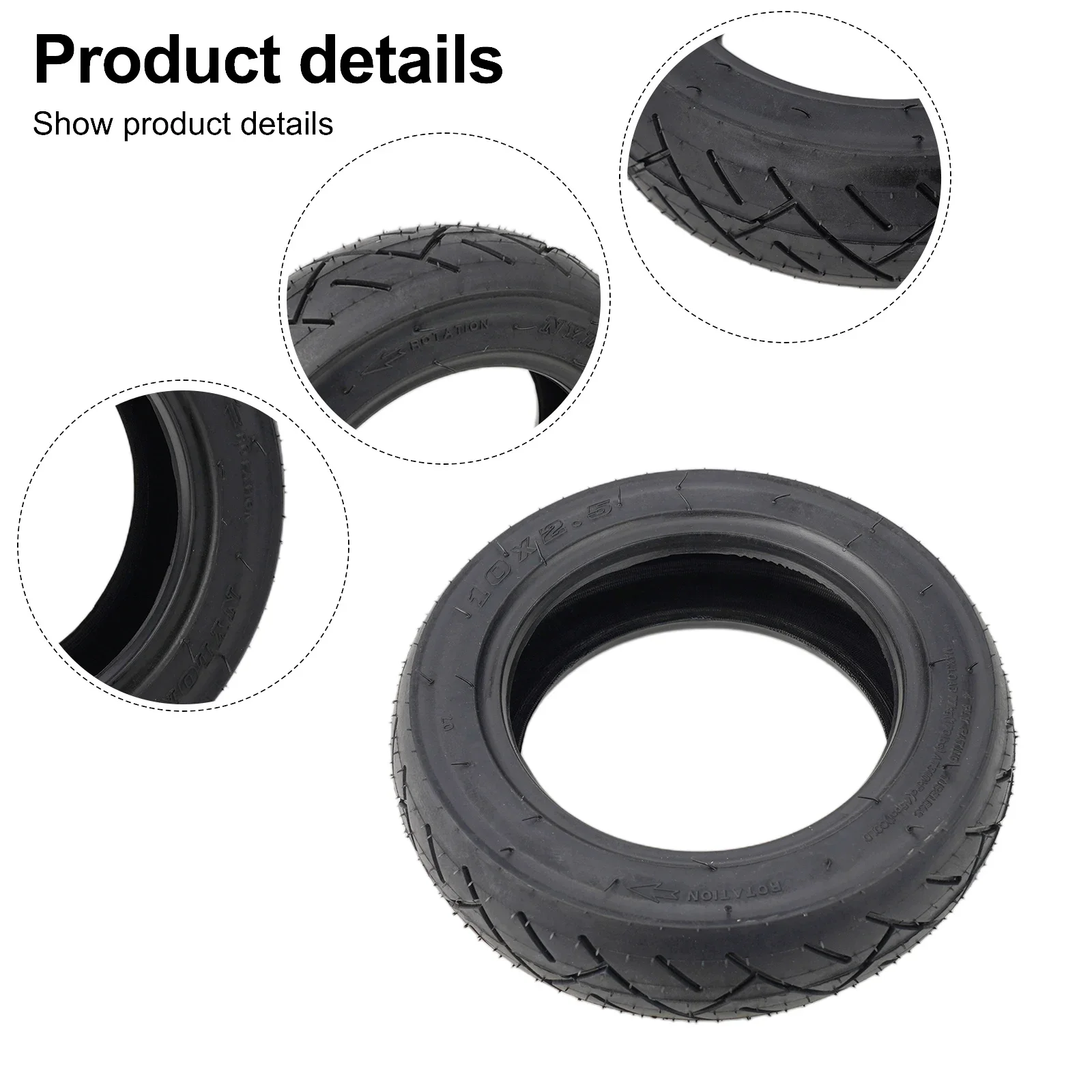 

10*2.50 Tubeless Tire 10X2.50/2.25 Electric Scooter Thickened Tires Tubeless Vacuum Wheel New Newest Protable Use