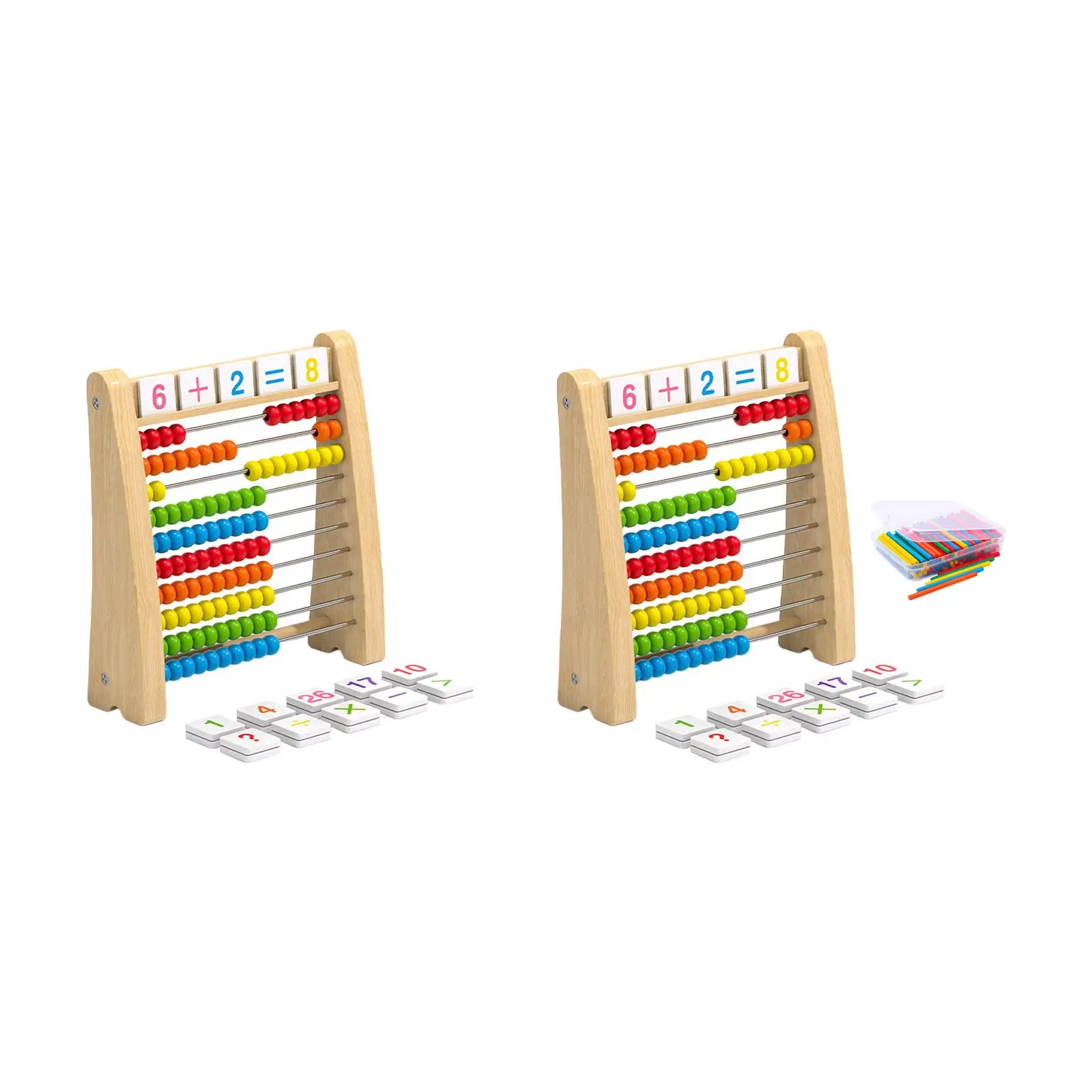 Wooden Abacus Ten Frame Set Montessori for Children Elementary Preschool